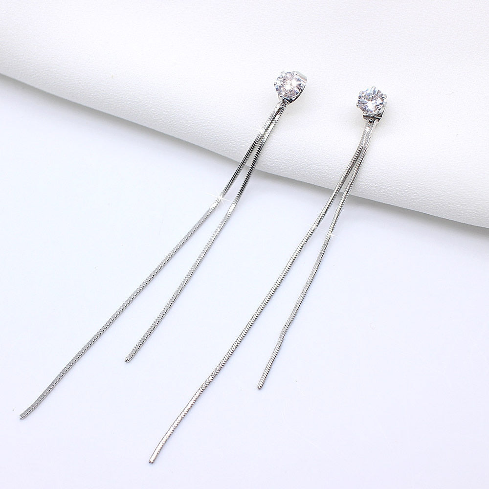 2026 New Gold Color Long Crystal Tassel Dangle Earrings for Women Wedding Drop Earring Fashion Jewelry Gifts