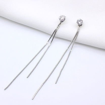 2026 New Gold Color Long Crystal Tassel Dangle Earrings for Women Wedding Drop Earring Fashion Jewelry Gifts