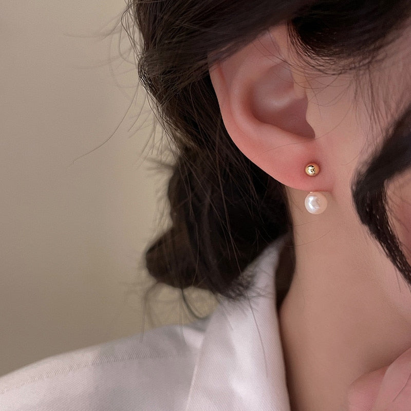 2026 Korean New Simple Temperament Circle Pearl Earrings Fashion Small Versatile Earrings  Jewelry